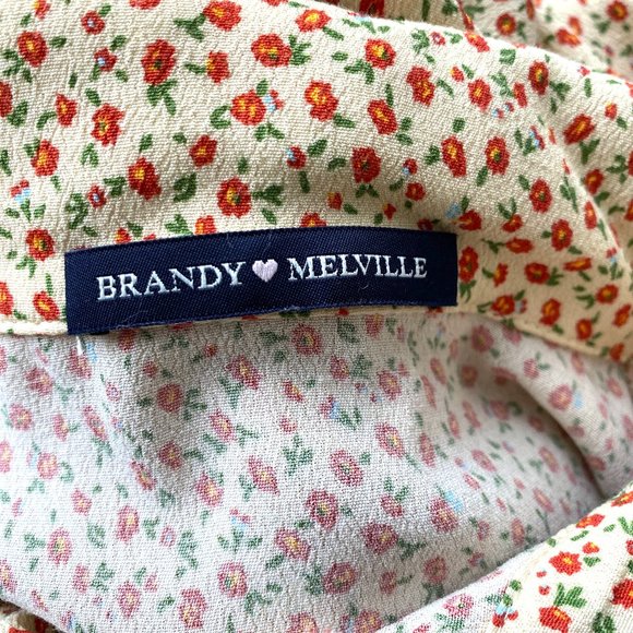 Brandy Melville Floral Blouse Drawstring Top Cropped Blouse Trendy Casual S M L - Picture 6 of 9